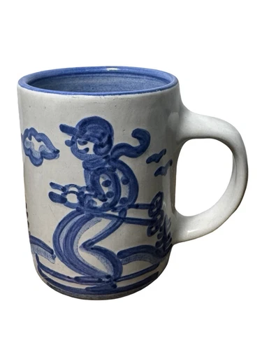 Signed M.A. Hadley Coffee Cup Mug Skier The End Stoneware Pottery