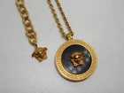 VERSACE ENAMEL MEDUSA GOLD TONE MEDALLION NECKLACE! EX. COND.!