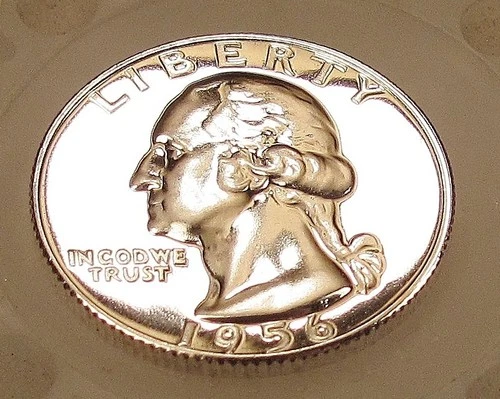 1956  Gem Proof Quarter 90% SILVER EYE CANDY Blazing Mirrored Surfaces #122 ~ 8