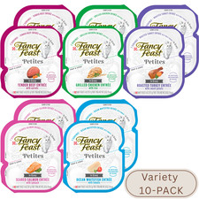 Fancy Feast Petites Gravy 10-Pack: 2 each Chicken Beef Turkey Salmon Whitefish