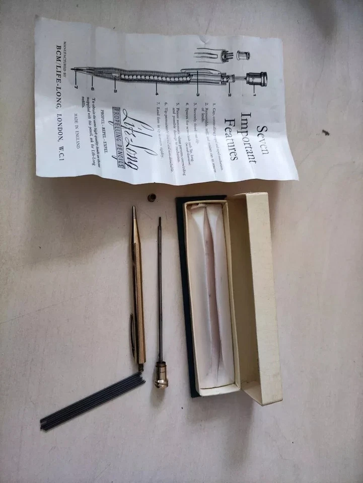 Lápiz propulsor vintage LIFE-LONG 3711 — oro laminado de 12 quilates, hecho en Inglaterra Foto 2 de 4