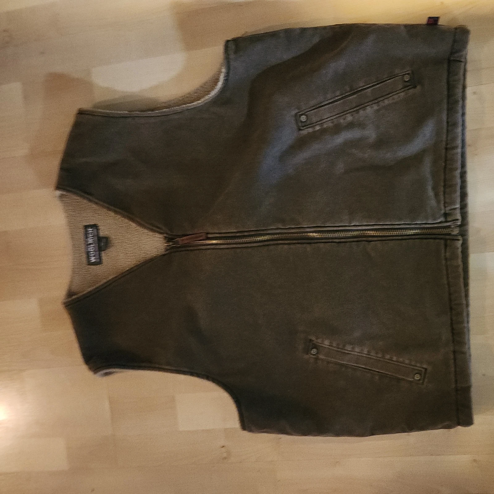 WOOLRICH MENS SADDLE BROWN COTTON SHERPA LINED VEST XL ZIP UP INSULATED