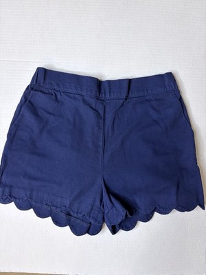Crewcuts Girls Blue Solid Twill Cotton Scallop Hem Pull-On Shorts, Size 12