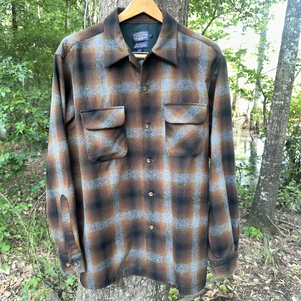 Camisa de Tablero PENDLETON Ombre Cuadros Cuello Abierto Nueva Talla Grande Foto 2 de 4