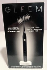 GLEEM Rechargeable Electric Toothbrush Midnight Black w/ Travel Case Open Box