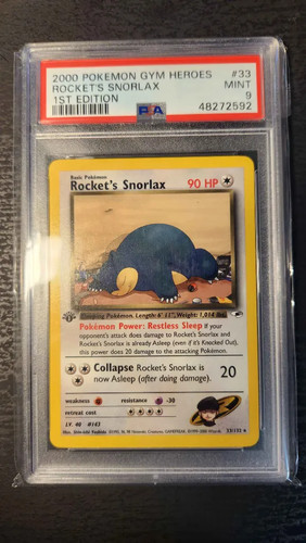 Rocket's Snorlax (1st Edition) graded PSA 9 for sale on eBay