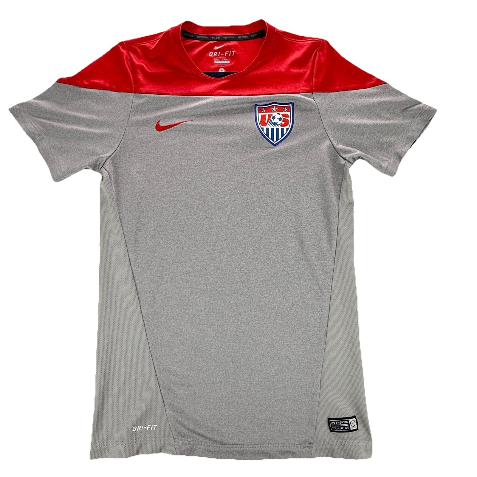 Nike USMNT Team USA Training Soccer Jersey Mens Small Dri Fit Shirt Gray Red