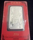 2016 Pamp Lunar Monkey 1 oz .999 Fine Silver Bar - See Desc.