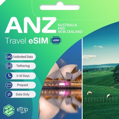 New Zealand Australia NZ ANZ Travel eSIM | Unlimited Data Only Plan