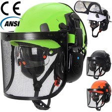 CE Forestry Chainsaw Helmet w/ Mesh Face Shield Bluetooth Earmuffs