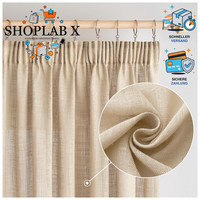 Leinen Gardinen VorhäNge KräUselband 2Er Set 140X245Cm Beige Wohnraum 2 StüCk