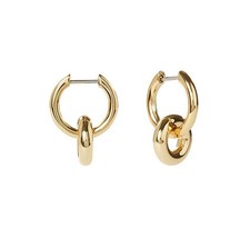 925 Sterling Silver 18k Gold Plated Double Hoop Link Earrings for Girls