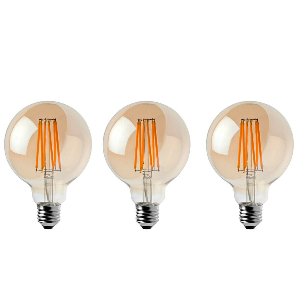Vintage Globe Edison LED Light Bulb G95 8W E27 Screw Bulb  - 3 Pack