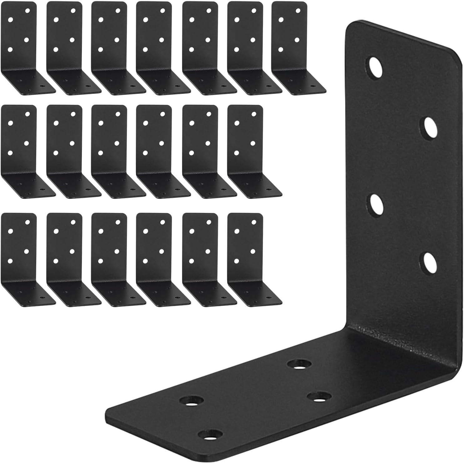 20Pcs Heavy Duty 3X3X1.5In Steel L Bracket - Black 90 Right Angle Joist Shelf Br