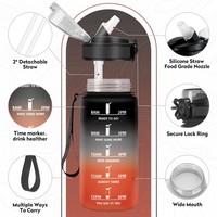 Sportflasche 500Ml Bpa-Frei Auslaufsicher Mit Strohhalm FüR Fitness Schule