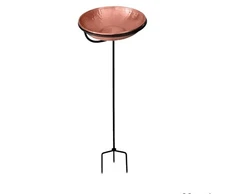 Monarch Abode Pure Copper Hand Hammered Standing Bird Bath and Feeder W/iron