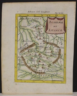 CZECH REPUBLIC & POLAND 1719 MANESSON MALLET UNUSUAL ANTIQUE COPPER ENGRAVED MAP