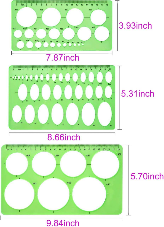 Righelli Flessibili In Plastica 61 Cm – Set Di Righelli Curvi Con Scala In Pollici E Centimetri, Per Disegno Tecnico, Cucito E Sartoria - 3