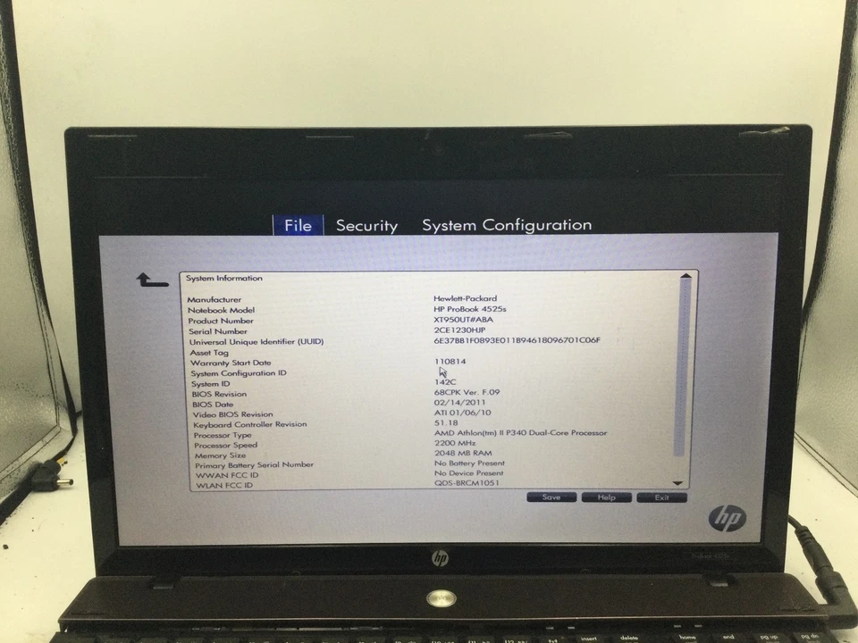HP PROBOOK 4525S - BOOTS TO BIOS - AMD ATHLON II - 2GB RAM - 15" - READ DESC-BB - Image 2 of 4