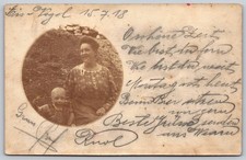 1918 Vienna Austria RPPC Woman Baby Portrait Postcard K.K. Reichspost AA343