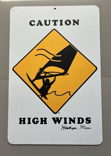 Windsurfing Hookipa Maui Hawaii Beach Caution Vintage Metal street surf sign