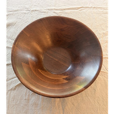 Mid Century Modern Vintage 100 Walnut Salad Decorative Bowl 14  