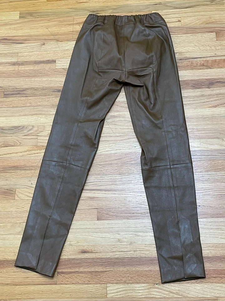 The Row Mujer M Marrón Legging Piel de Cordero Cuero Leggings Pantalones Tobillo Elástico Foto 2 de 4