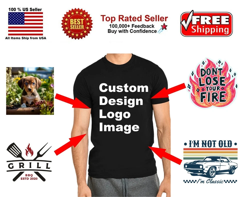 Custom T Shirts, Personalized T-shirt, Personalized Logo, Image, Photos, UNISEX - Image 1 of 4