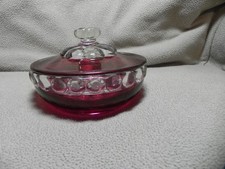 Indiana Glass Kings Crown Cranberry Candy Dish W