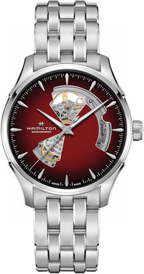 Jazzmaster Open Heart Automatic Men's Watch - Burgundy Dial, 50M Water Resistant