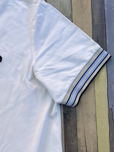 Polo uomo Fred Perry 1/4 bottoni bianca maglia cotone taglia XXL vintage - Foto 4 di 12