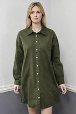 Madewell Shirt Dress Size M Long Sleeve Pockets Casual Utility Olive Green