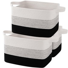 3 PCS Gradient Dark Woven Cotton Rope Storage Baskets For Toys Bathroom