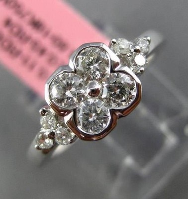 ESTATE .56CT DIAMOND 18KT WHITE GOLD 3D 4 STONE FLOWER SQUARE FUN RING F/G VVSVS