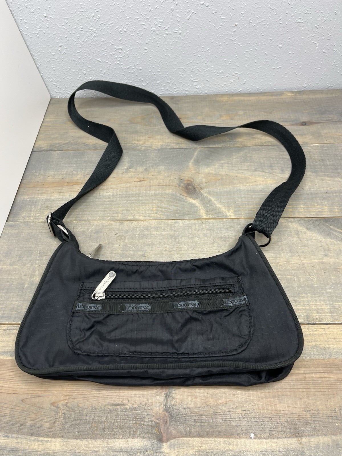 Lesportsac Solid Black Small Spectator Nylon  Cro… - image 1