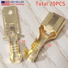 20PCS Non-insulated Splice Wire Connectors Female Male 6.3mm Spade Terminals Kit