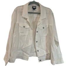 Jones New York 100% linen crispy white classic timeless jean jacket plus size 2X