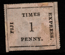 Fiji SG# 5 MH (Page Rems & Repaired Top Margin -  Vert Laid Rose Paper - S59806