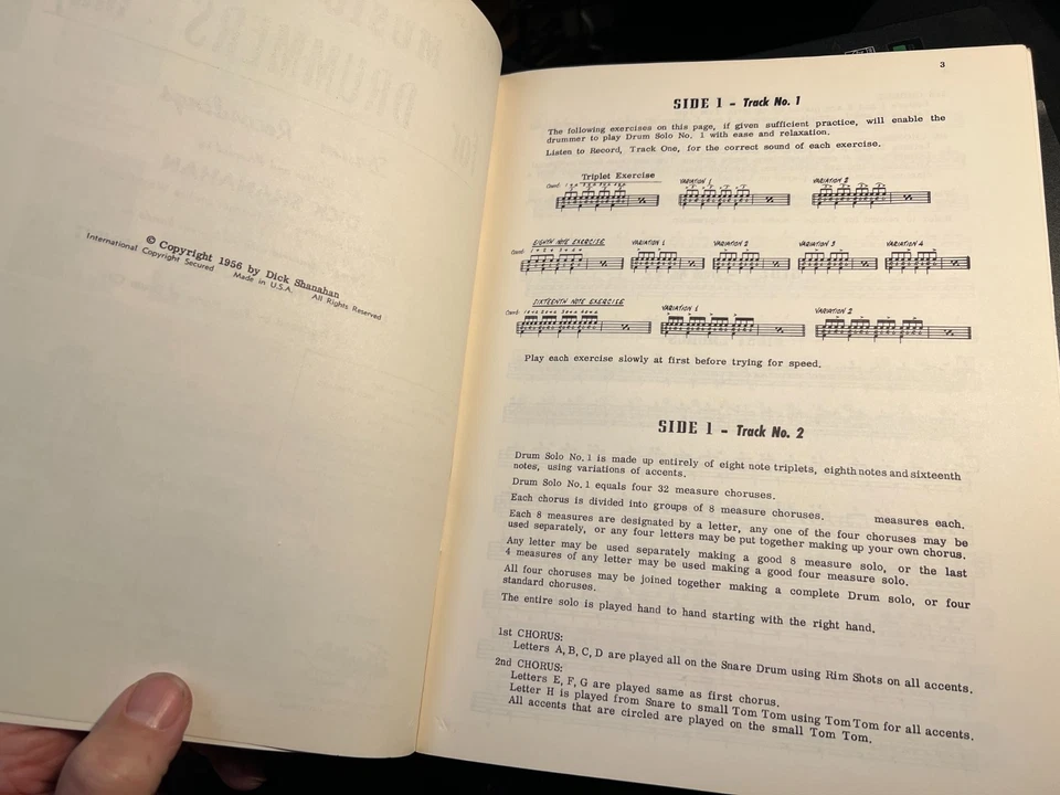 Libro de instrucciones de batería vintage antiguo solo para bateristas de Dick Shanhan Foto 4 de 4