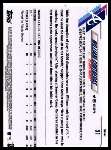 2021 Topps Chrome #51 William Contreras X-Fractor - Picture 2 of 2