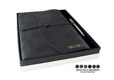 Amalfi A4 MusicManuscript Italian Leather Journal Black FreeInitial&Engraved Pen