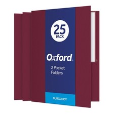Two Pocket Folders, Textured Paper, Burgundy, For School, Home, and Office, L...