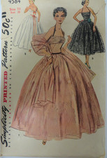 RARE Vtg 50s Simplicity 4584 EVENING GOWN DRESS HALTER Sewing Pattern Women Sz11