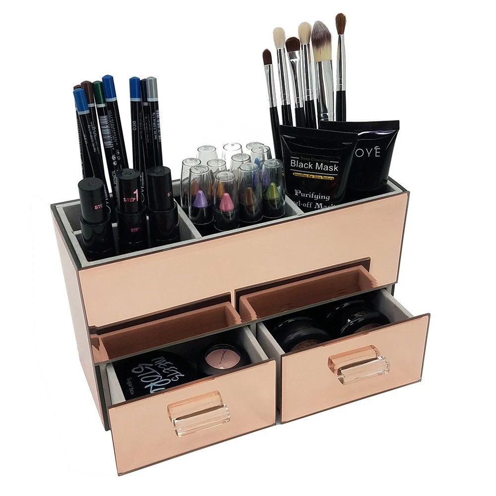 NEW! OnDisplay OLIVIA DELUXE MAKEUP/JEWELRY ORGANIZER-MIRRORED GLASS STORAGE