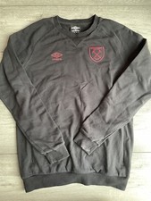 West Ham United FC Umbro Black Jumper | Child Boys 13 Years Football Top Sweater