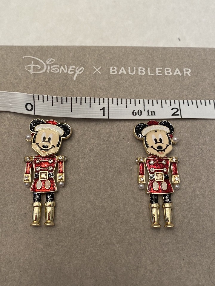 Disney X Baublebar Mickey Mouse Nutcracker Earrings Holiday New In Box
