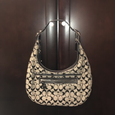 Coach Signature Soho Hobo Shoulder Bag Black Monogram Luxury Purse