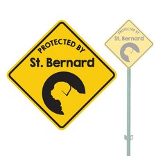 BEWARE OF THE DOG PROTECTED BY SAINT BERNARD HEAVY DUTY ALUMINUM SIGN 11" x 11"