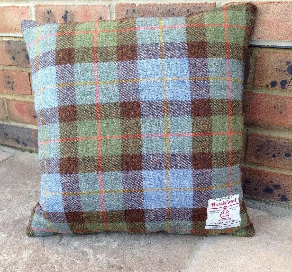 Harris Tweed Macleod Cushion cover Green Blue Brown Wool 18