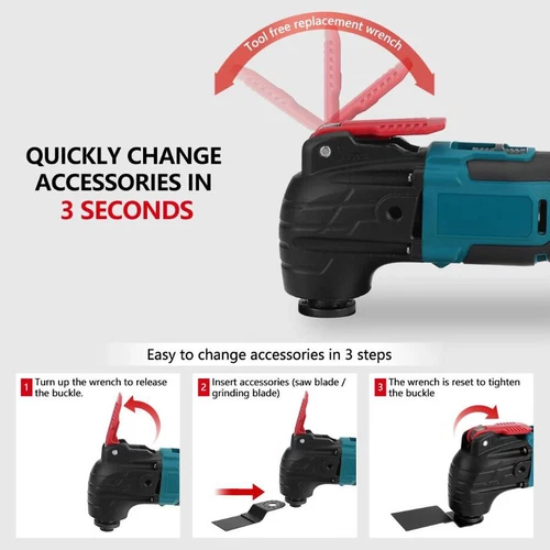 Cordless Oscillating Multi Tool Sander Scraper Saw with Accessories &Battery 21V - Picture 13 of 19